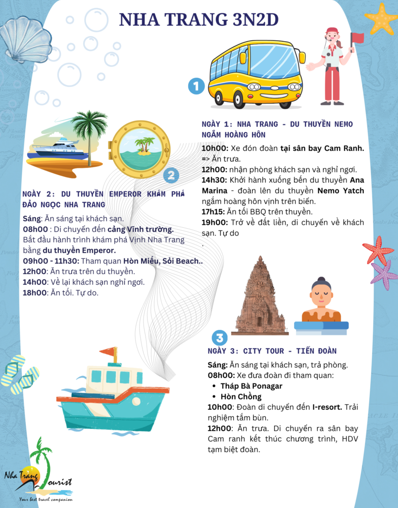 Chương trình chi tiết Tour Nha Trang 3N2Đ: Trải nghiệm 2 du thuyền đẳng cấp - Tắm bùn I-Resort
