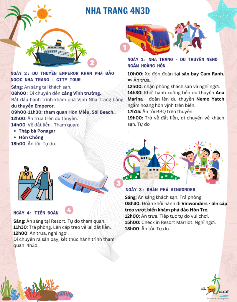 Lịch trình chi tiết Tour Nha Trang 4N3Đ: Trải nghiệm 2 du thuyền đẳng cấp - VinWonders